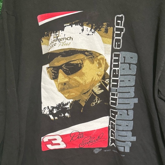 Black Long Sleeve Tee with Modern Graphic Design dale earhardt - Picture 1 of 4